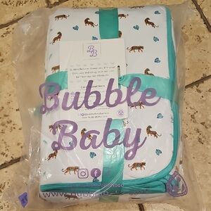 Bengal Tiger And Teal Bamboo Quilt Bubble Baby 85 X 65 New In Bag